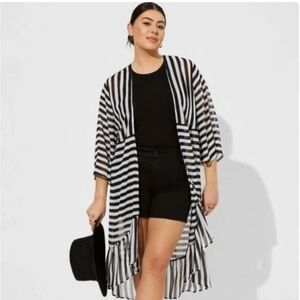 Torrid Black and White Striped Swim Cover-Up. New